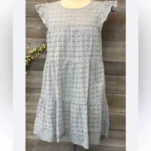 Allie Rose Boutique Eyelet Gray Mini Dress Size Large